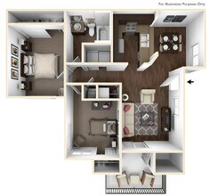 2 Bed 1 Bath 242 floor plan